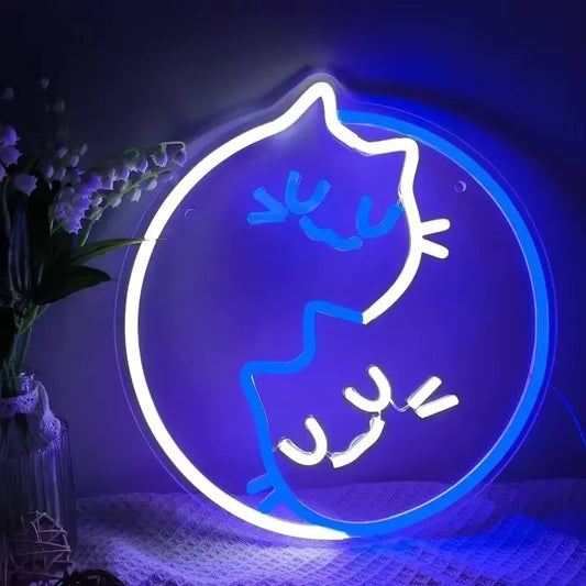 Yin yang cat neon sign USB dimmable LED wall decor