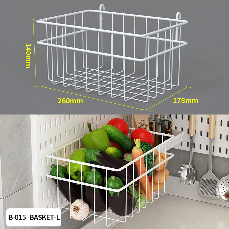 Wall pegboard with hooks, baskets and accessories, view 16