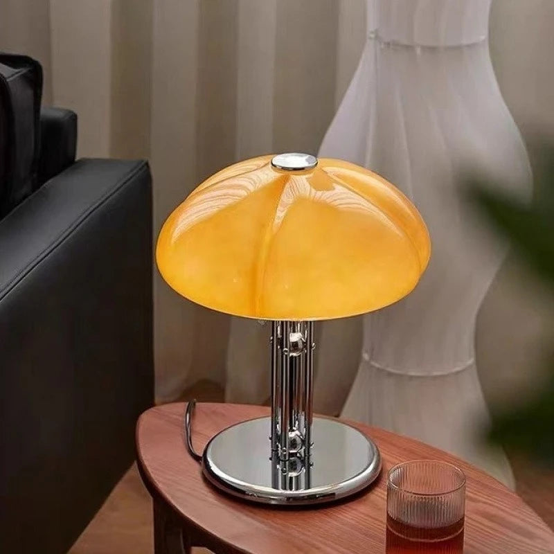 Bauhaus mushroom table lamp with crystal dome shade