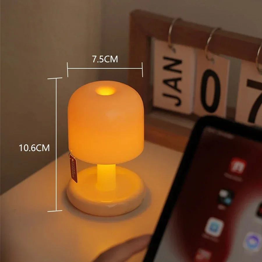 Minimalist beige sunset night light LED table lamp with USB charging cable, 2-hour charge time
