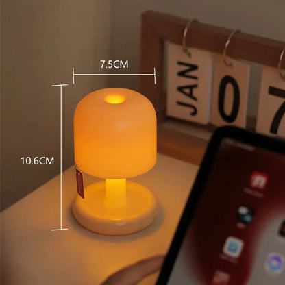 Minimalist beige sunset night light LED table lamp with USB charging cable, 2-hour charge time