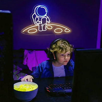 Outer space neon sign for gaming room decor
