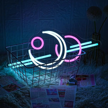 Dimmable sun moon LED neon light space decor
