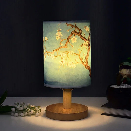 LED square table lamp with fabric shade and dimmable control