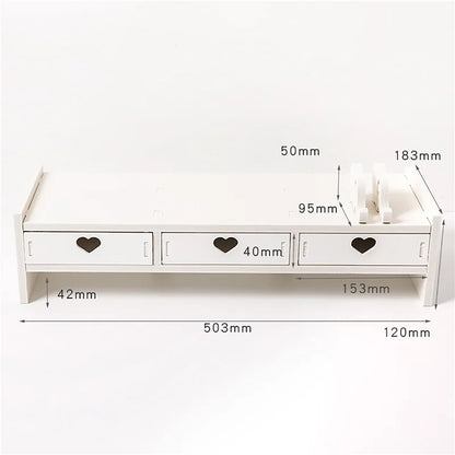 Monitor riser with drawers in pink or white, view 10