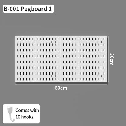 Wall pegboard with hooks, baskets and accessories, view 28