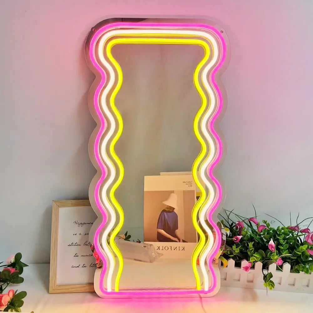 Wavy mirror neon sign irregular acrylic LED