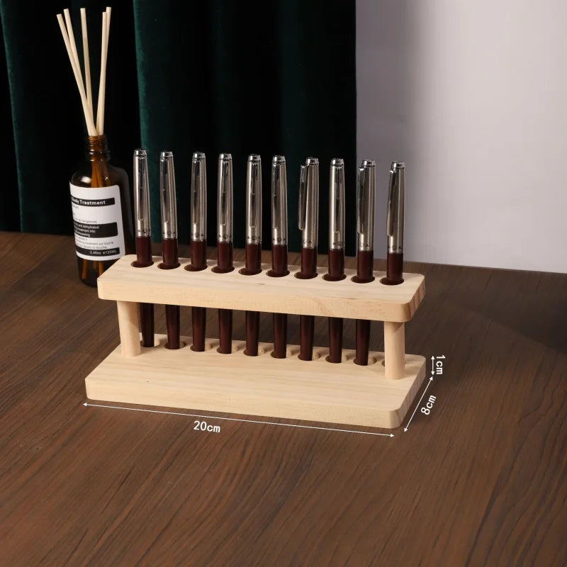 Walnut desk organiser with pen compartments and a phone slot, view 6