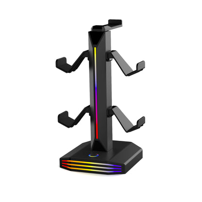 RGB lit controller stand with a headphone rest, view 7