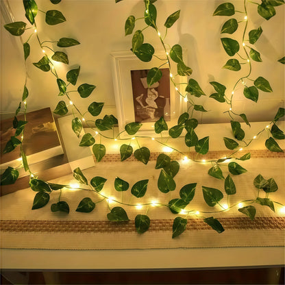 Flexible silver wire leaf lights wrapped bannister