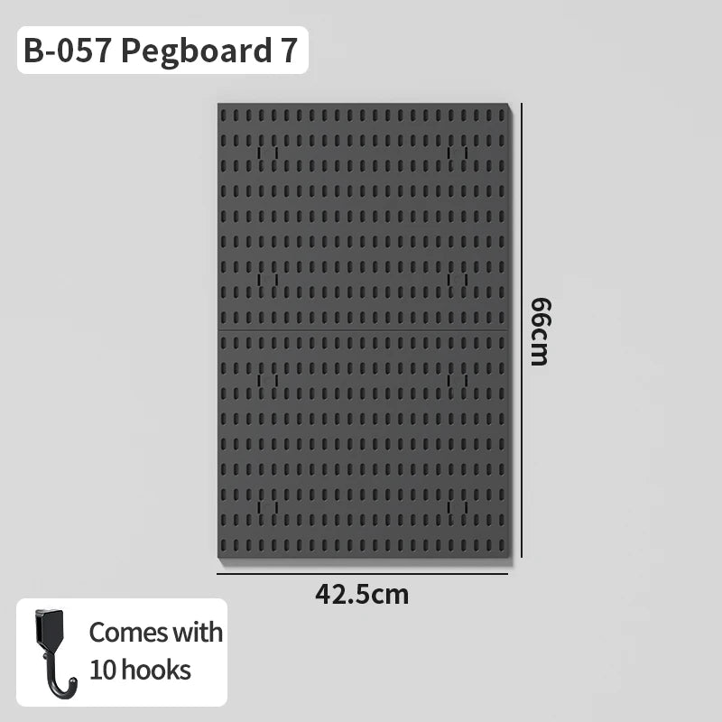 Wall pegboard with hooks, baskets and accessories, view 49