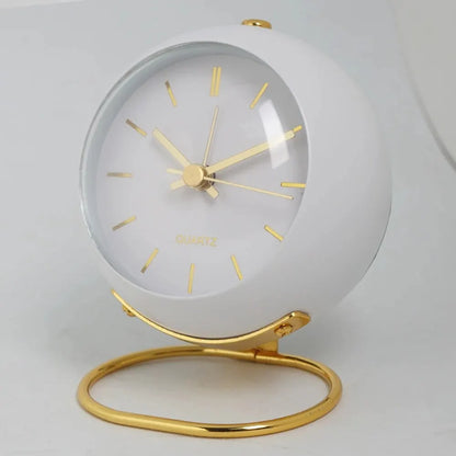 Small metal desk alarm clock with luminous hands, view 3
