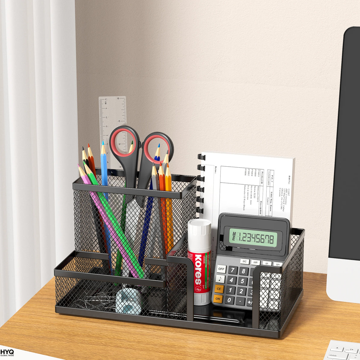 Black metal mesh desk organiser, view 5