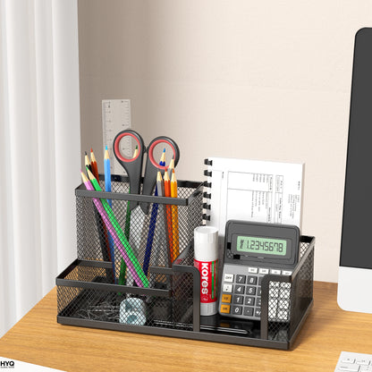 Black metal mesh desk organiser, view 5