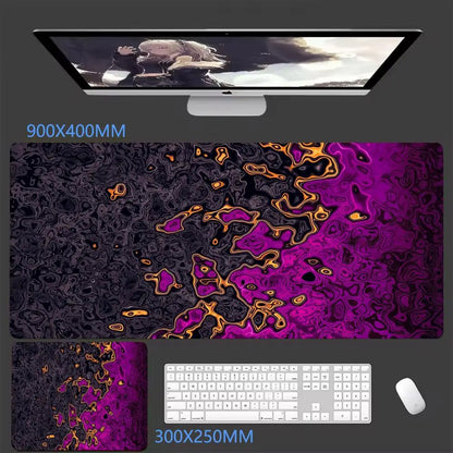 Black XXL desk mat with a wave print, view 12