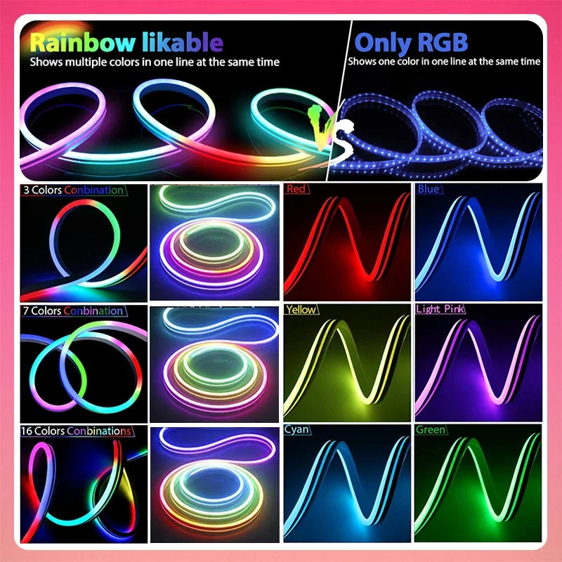 Neon LED strip light roll lengths from 1M to 10M