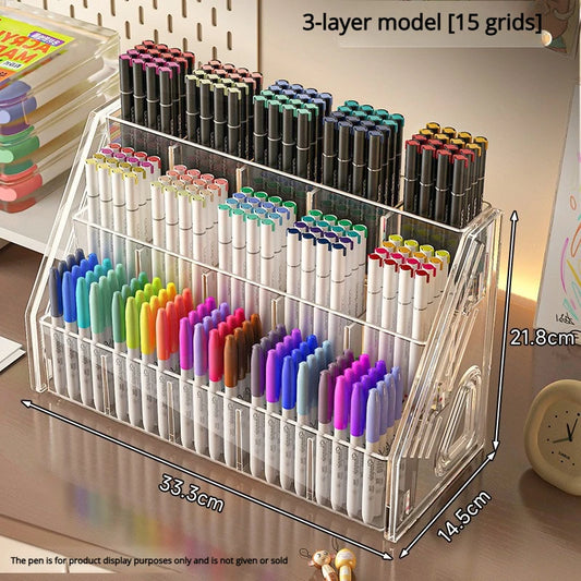 Tiered acrylic pencil holder and marker organiser rack