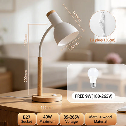 Pink and white E27 desk lamps shown together