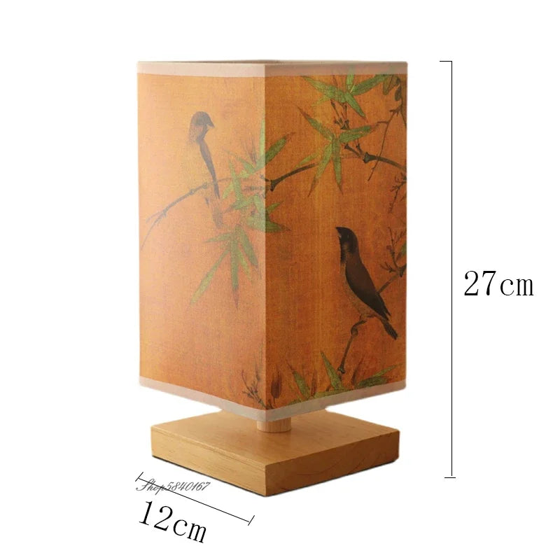 Vintage wooden lamp design variations, multiple hand-painted Chinese landscape painting styles available to choose from