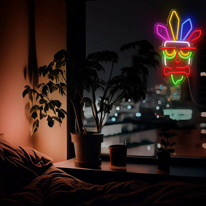 Feather design LED neon wall light for bedroom