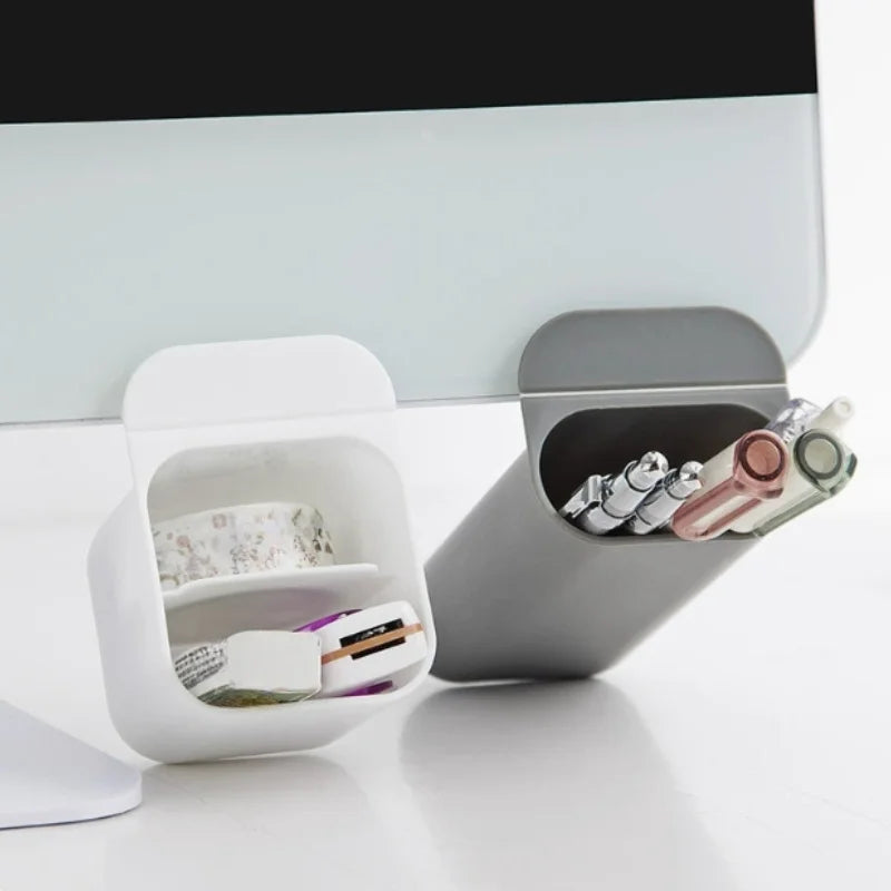 Adhesive stick on pen holder tube in grey or white, view 5