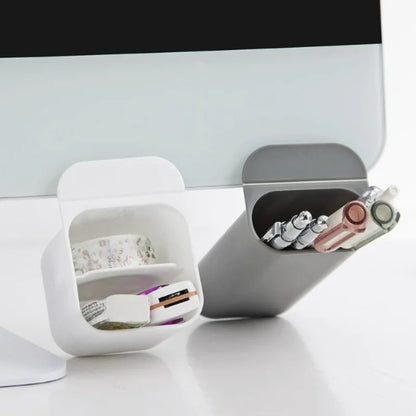 Adhesive stick on pen holder tube in grey or white, view 5