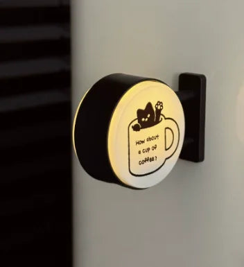 Retro coffee sign magnet in a home coffee station