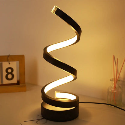 Twist design lamp glowing in bedroom decor