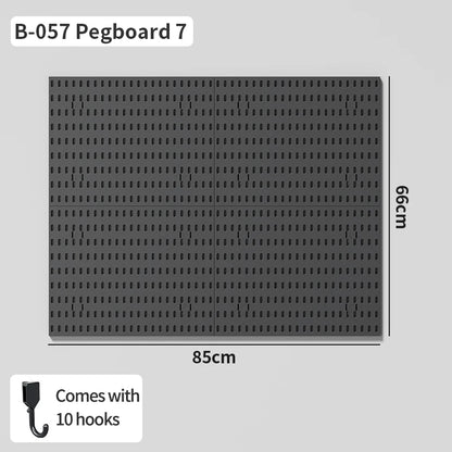 Wall pegboard with hooks, baskets and accessories, view 59