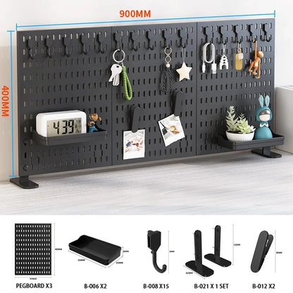 Desk organiser pegboard in a tidy gaming setup