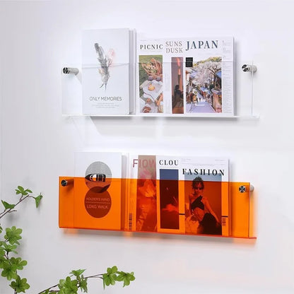 Clear acrylic pamphlet shelf in color 8