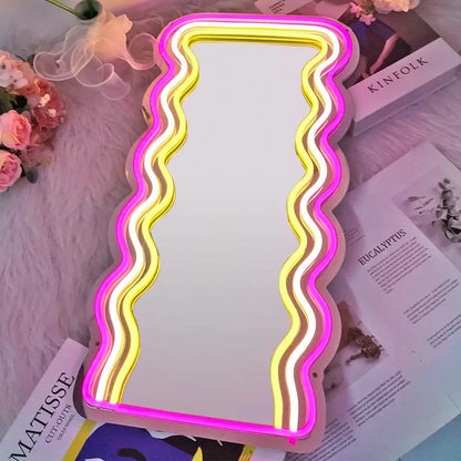 Aesthetic wavy mirror vanity wall decor