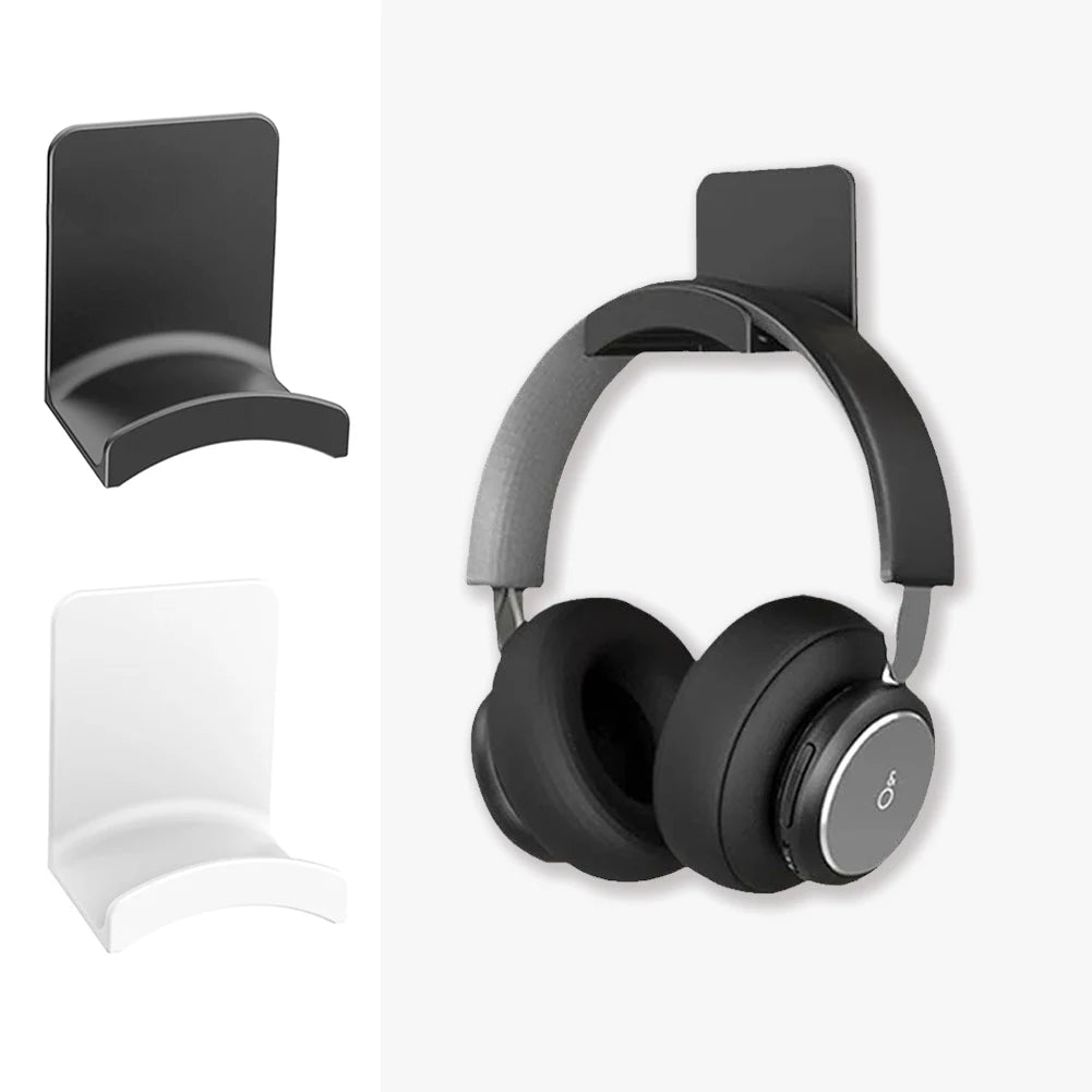 Adhesive under desk headphone hook in white