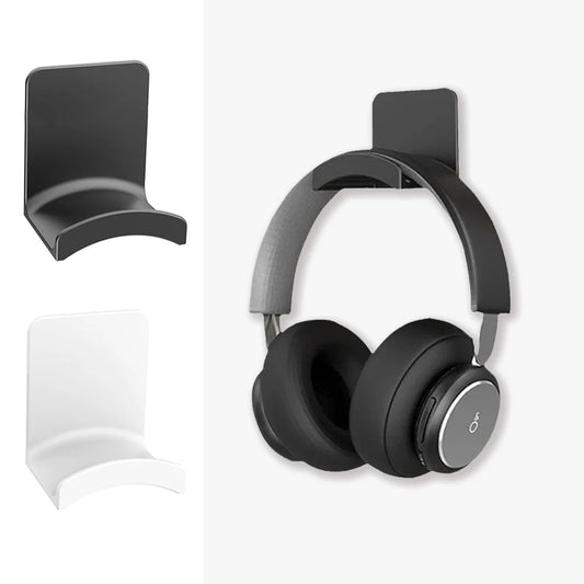 Adhesive under desk headphone hook in white