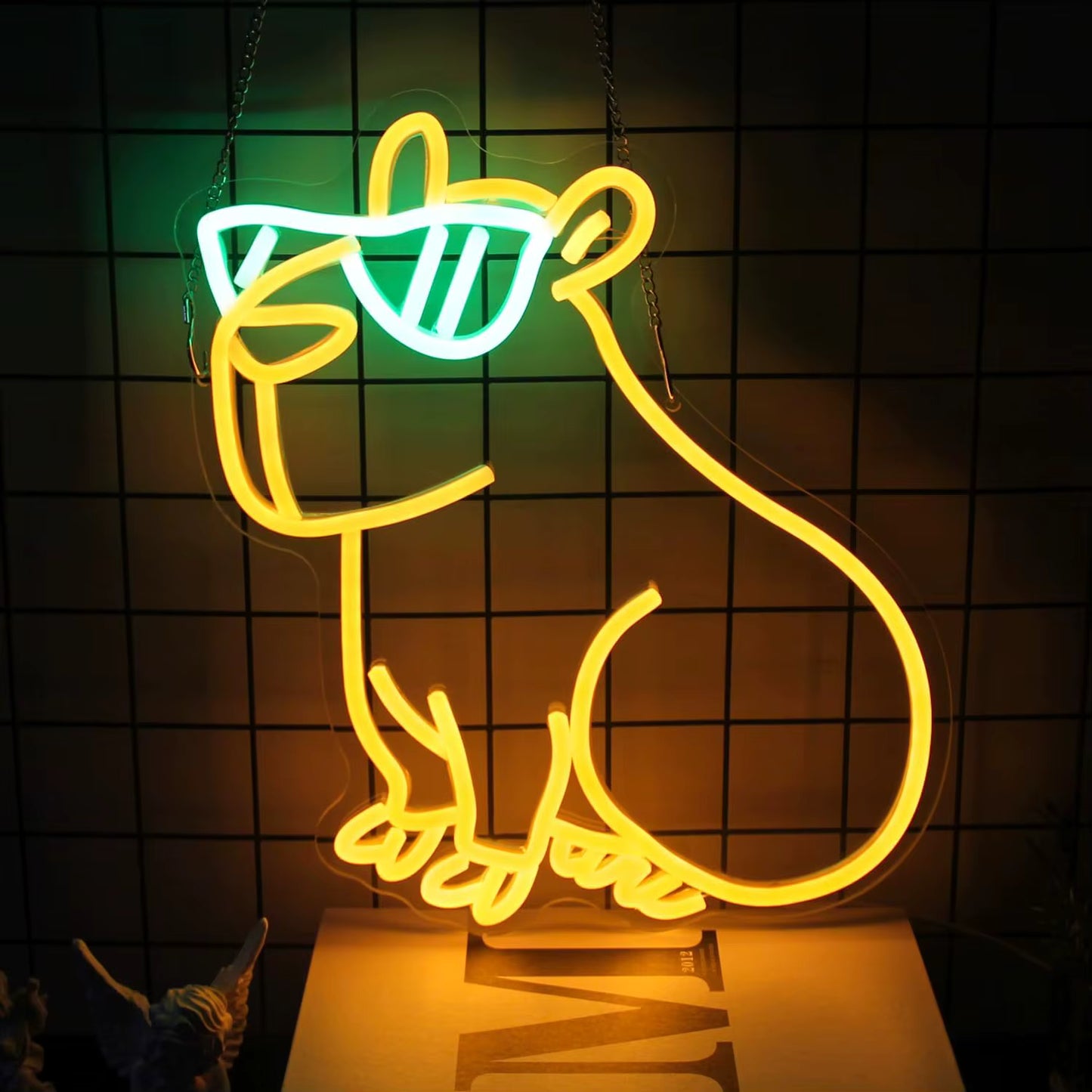 Cool capybara neon light glowing in bedroom