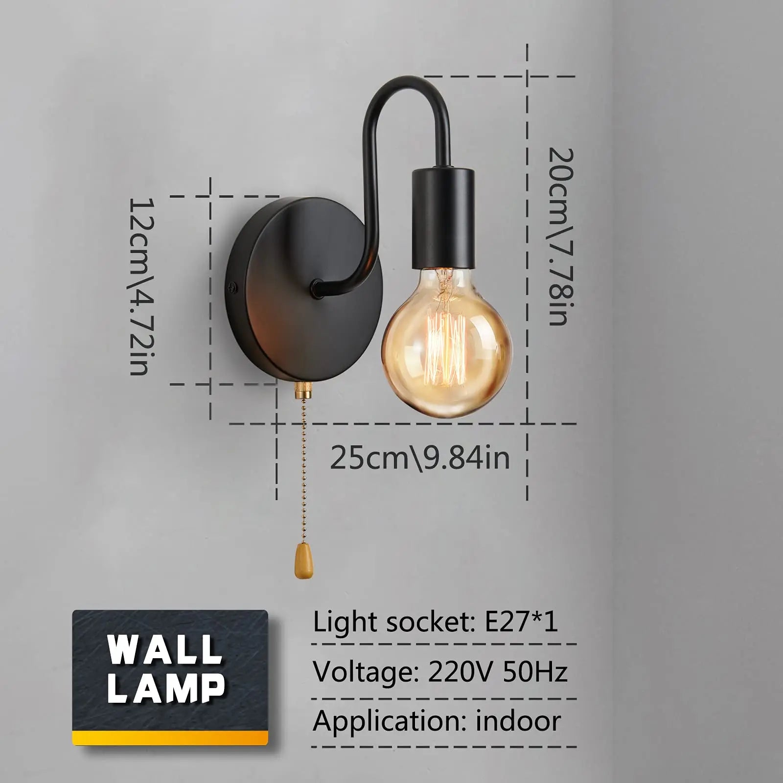Shadeless industrial wall light with Edison bulb
