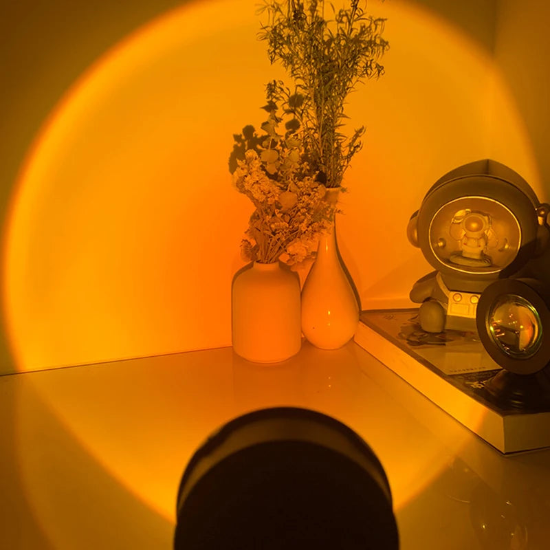 Sunset lamp used as photography background light