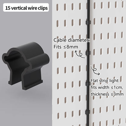 Black gaming pegboard wall organiser with holders, view 56