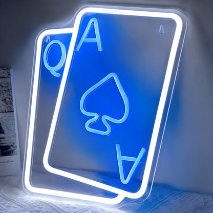 Card game neon sign for gaming room and man cave