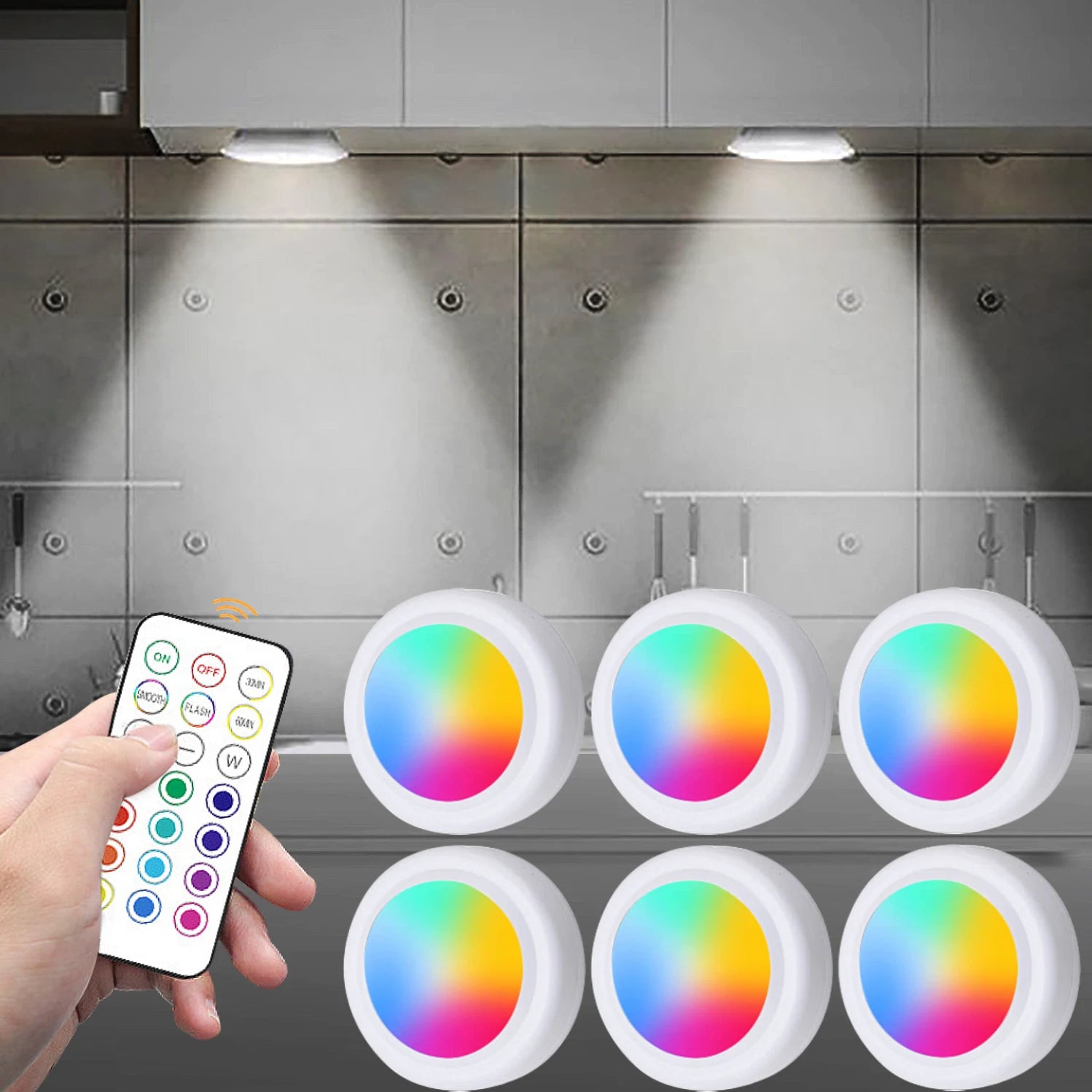 Wireless RGB under cabinet light with 12 color options