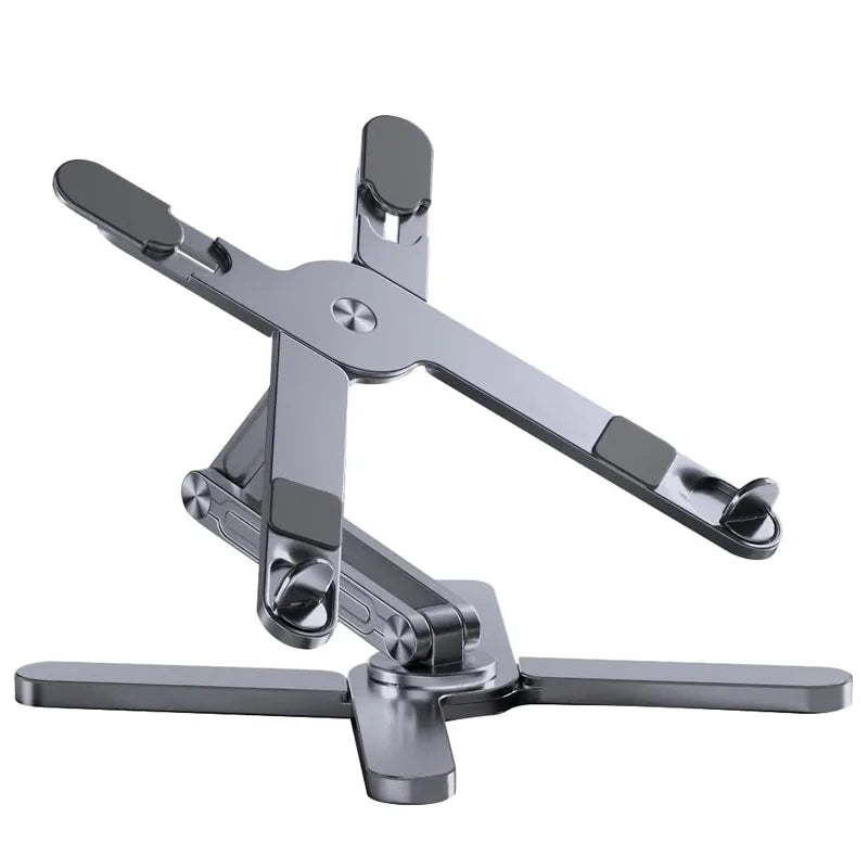 Foldable rotating aluminium laptop stand in silver or grey, view 8