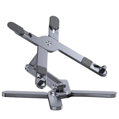Foldable rotating aluminium laptop stand in silver or grey, view 8