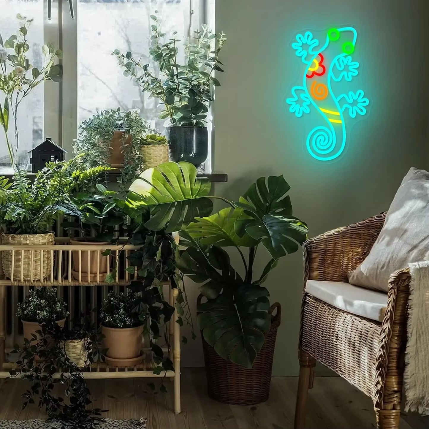 Gecko neon light garden outdoor wall decor