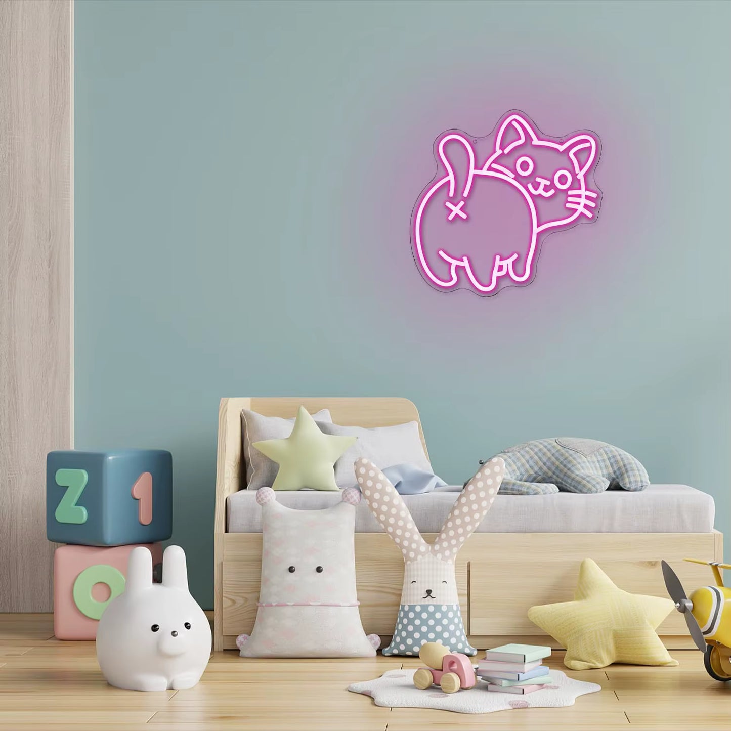 Pink cat neon wall light for cat lovers gift