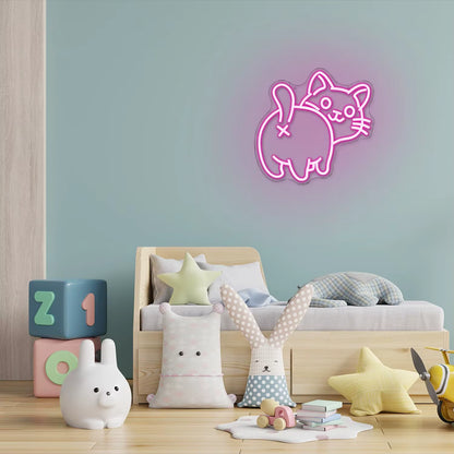 Pink cat neon wall light for cat lovers gift