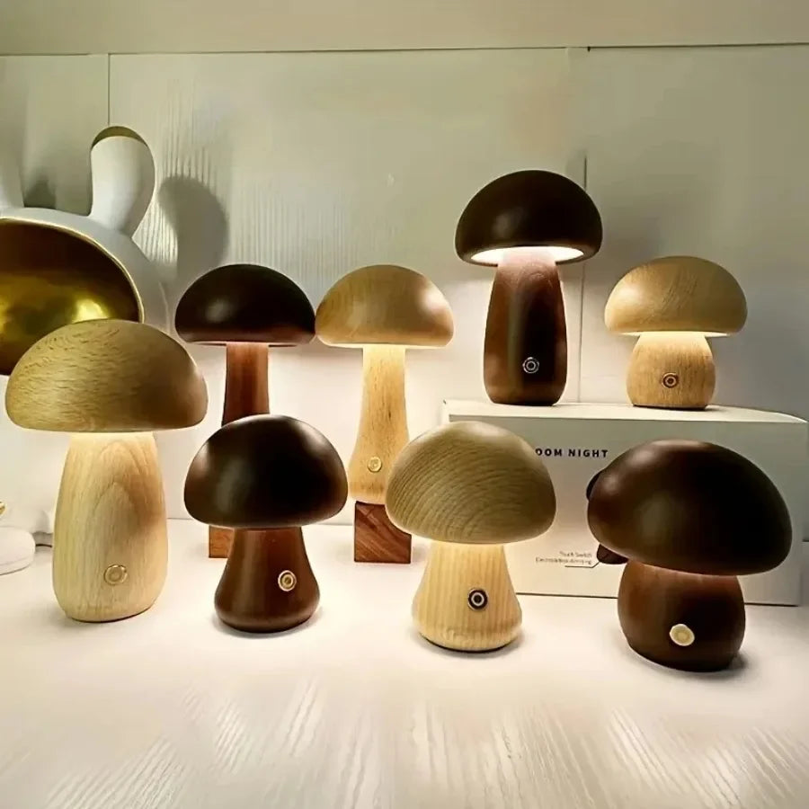 Mid-century mushroom lamp wood and metal build