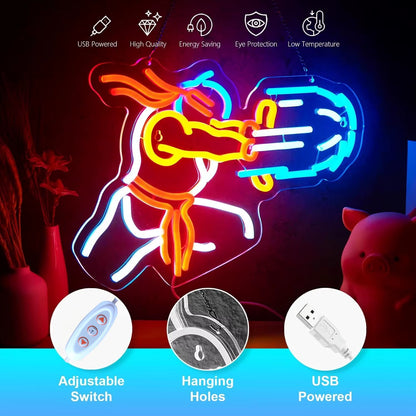 Game Fighter neon wall light birthday gift for gamers