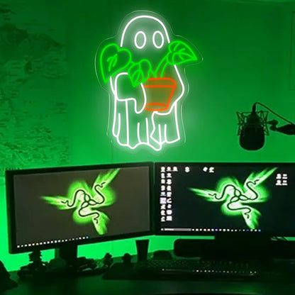 Spooky plant neon sign bedroom wall art