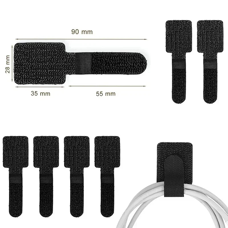 White cable ties wrapped around a charger lead
