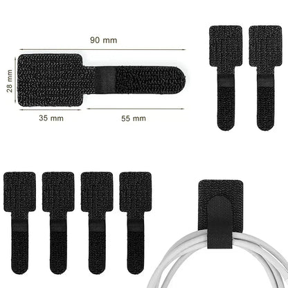 White cable ties wrapped around a charger lead